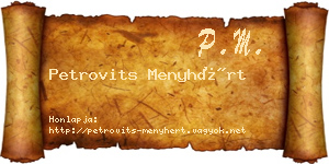 Petrovits Menyhért névjegykártya